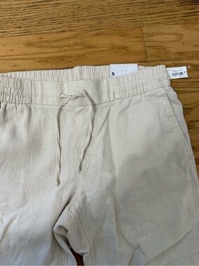 Old Navy Cream Drawstring Waist Linen-Blend Pants